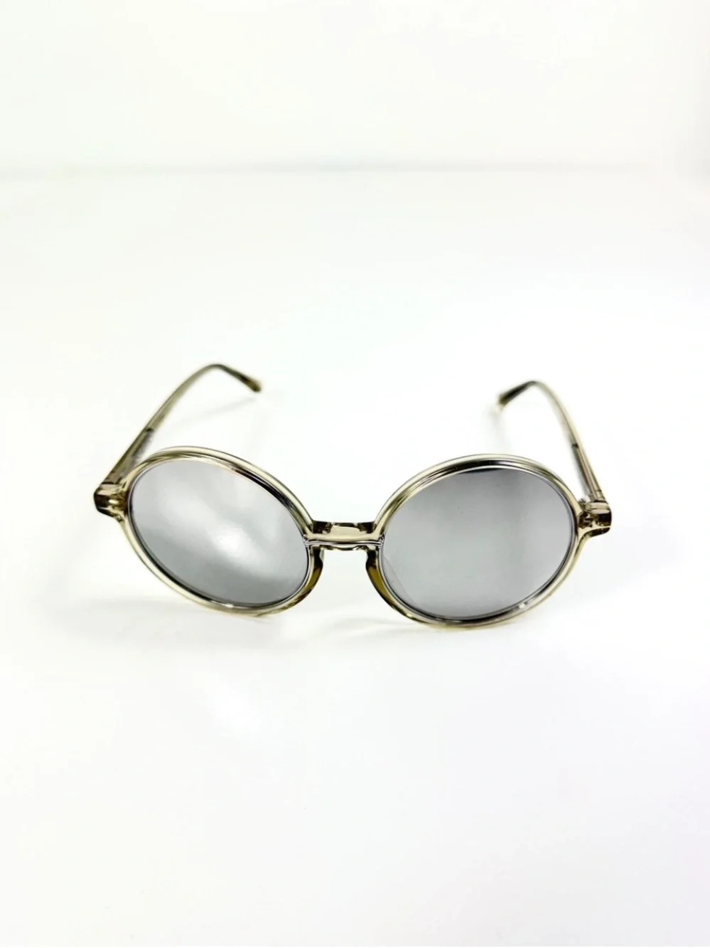 Linda Farrow LFL650 Oversized Round Sunglasses White Gold Titanium Full Set